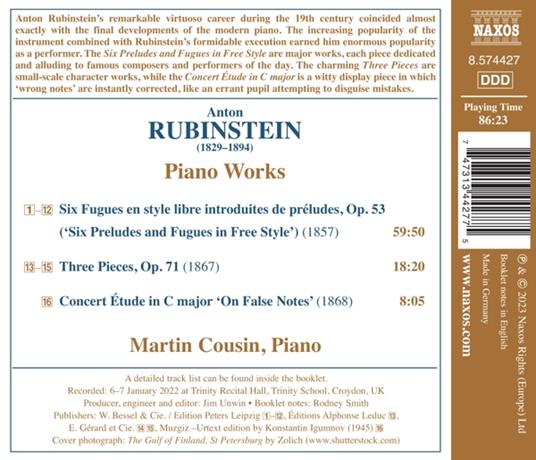 Piano Works - CD Audio di Anton Rubinstein,Martin Cousin - 2