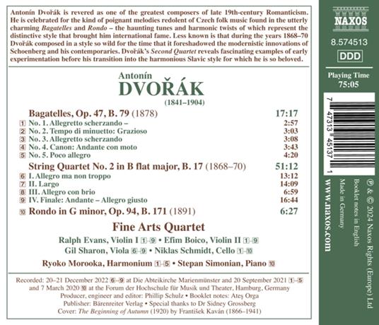 String Quartet No. 2 - Bagatelles - Rondo In G Minor - CD Audio di Antonin Dvorak,Fine Arts Quartet - 2