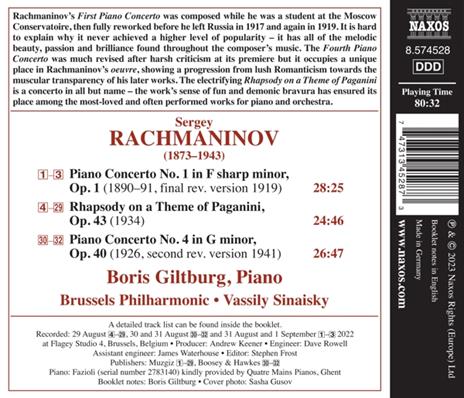 Piano Concertos Nos. 1 & 4 - CD Audio di Sergei Rachmaninov,Boris Giltburg - 2