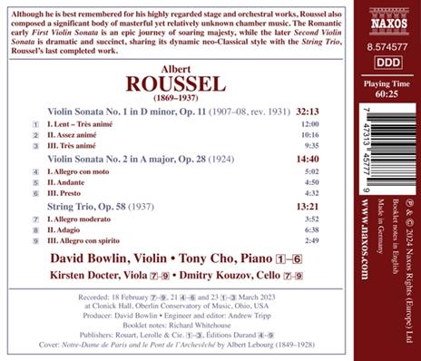 Violin Sonatas Nos. 1 And 2 - String Trio - CD Audio di Albert Roussel - 2