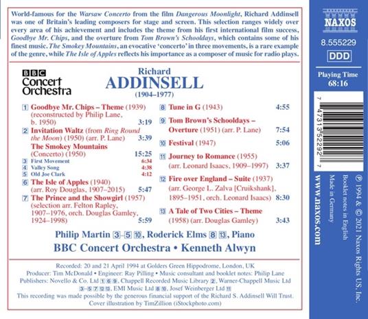 Goodbye Mr. Chips - CD Audio di Richard Addinsell,BBC Concert Orchestra,Philip Martin - 2