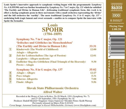 Sinfonia n.7 op.121, n.8 op.137 - CD Audio di Louis Spohr,Slovak Philharmonic Orchestra,Alfred Walter - 2