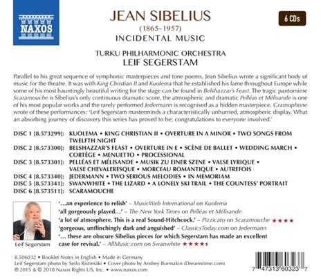 Incidental Music. Musiche complete di scena - CD Audio di Jean Sibelius,Leif Segerstam,Turku Philharmonic Orchestra - 2