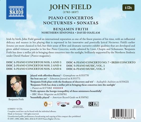 Concerti per pianoforte - Notturni - Sonate - CD Audio di John Field,Benjamin Frith,Northern Sinfonia - 2