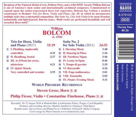Trio for Horn, Violin and Piano - CD Audio di William Bolcom - 2