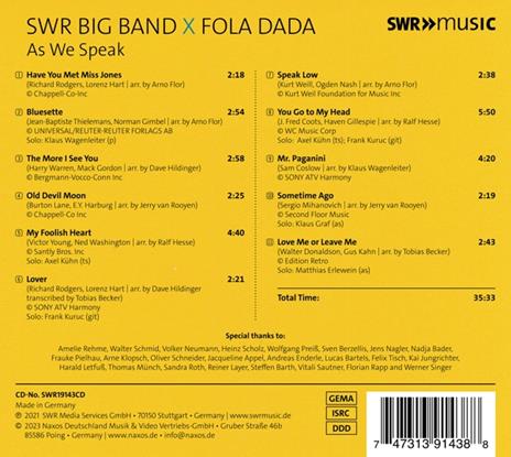 As We Speak - CD Audio di SWR Big Band - 2