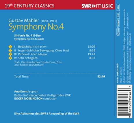 Sinfonia n.4 - CD Audio di Gustav Mahler,Roger Norrington - 2