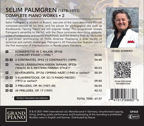 Complete Piano Music vol.2 - CD Audio di Selim Palmgren,Jouni Somero - 2