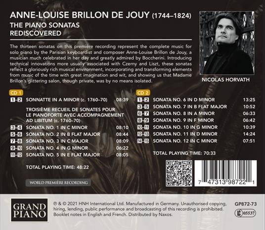 Complete Piano Sonatas - CD Audio di Nicolas Horvath,Anne Louise Brillon de Jouy - 2