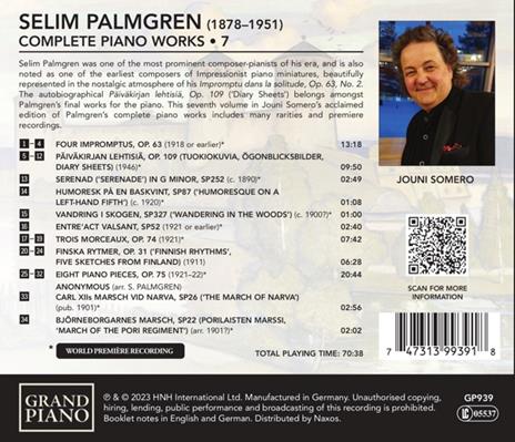 Complete Piano Works 7 - CD Audio di Selim Palmgren - 2