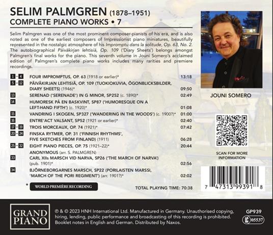 Complete Piano Works 7 - CD Audio di Selim Palmgren - 2