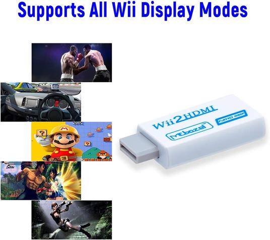 Mcbazel Convertitore Wii-HDMI, convertitore adattatore video Full HD 1080P con audio da 3,5 mm - 6