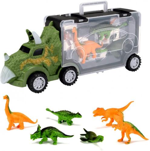 Oderra Dinosauri Camion Giocattolo-Dinosauri Macchinine Trasportatore con 6 Mini Dinosauro Giocattolo, Regali per Bambini 3 4 5 6 Anni