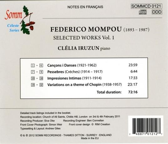 Selected Works vol.1 - CD Audio di Frederic Mompou - 2