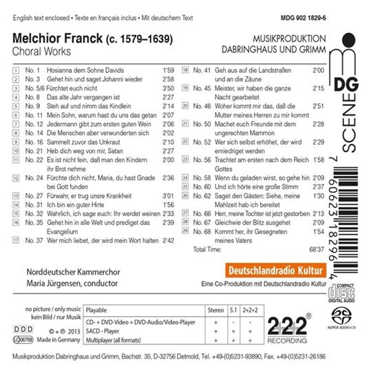 Musica corale - SuperAudio CD ibrido di Melchior Franck - 2