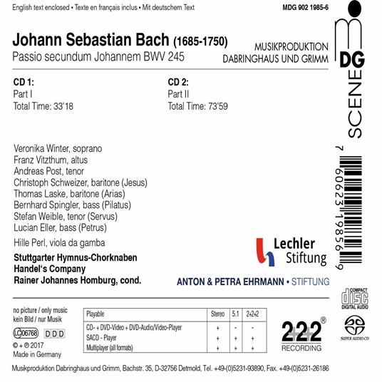 La Passione secondo Giovanni - SuperAudio CD ibrido di Johann Sebastian Bach - 2