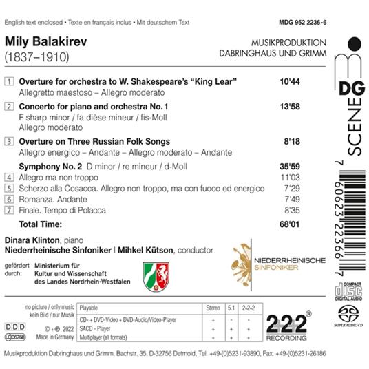 Mily Balakirev. Orchestral Works - CD Audio di Dinara - Niederrheinische Sinfoniker - Mihkel Kutso Klinton - 2