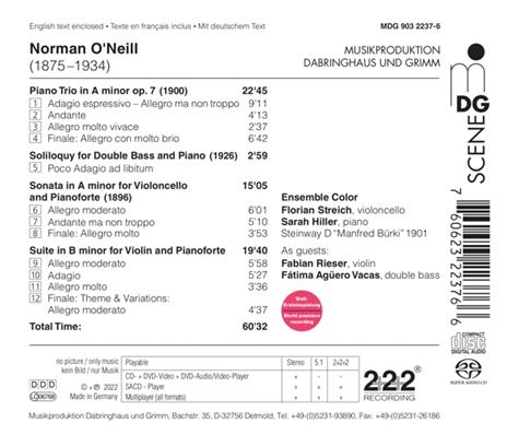 Norman O'Neill - CD Audio di Fabian - Fatima Aguero Vacas Rieser - 2