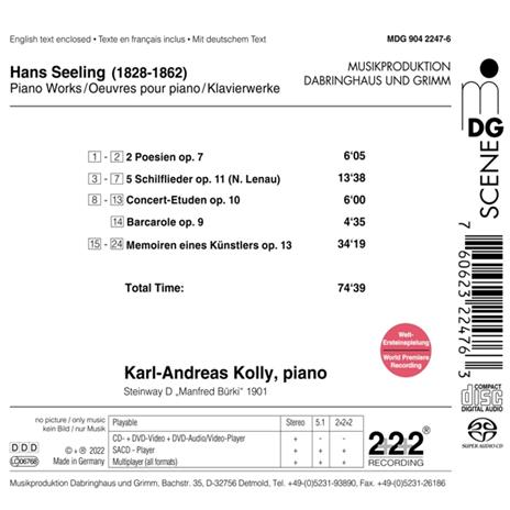 Hans Seeling. Piano Works (World Premiere Recording) - CD Audio di Karl-Andreas Kolly - 2