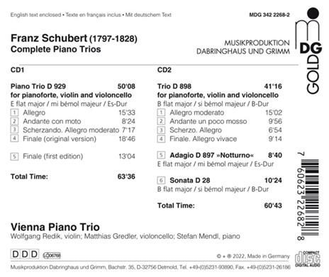Complete Piano Trios - CD Audio di Franz Schubert,Vienna Piano Trio - 2