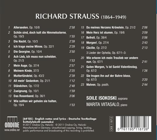 Lieder - CD Audio di Richard Strauss,Soile Isokoski