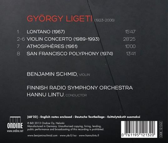 Concerto per violino - Lontano - Atmosphères - CD Audio di György Ligeti - 2
