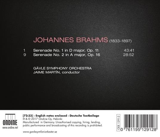 Serenata n.1 op.11, n.2 op.16 - CD Audio di Johannes Brahms,Jaime Martín - 2