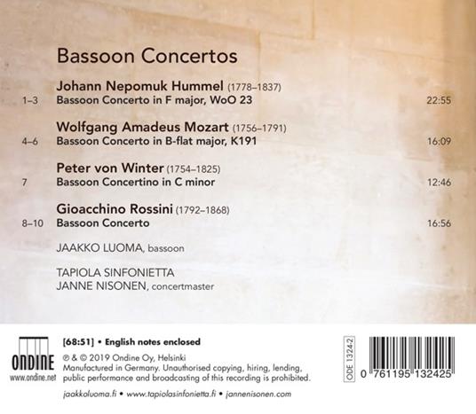 Concerto per fagotto - CD Audio di Johann Nepomuk Hummel,Tapiola Sinfonietta - 2