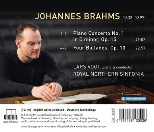 Concerto per pianoforte n.1 op.15 - CD Audio di Johannes Brahms,Lars Vogt - 2