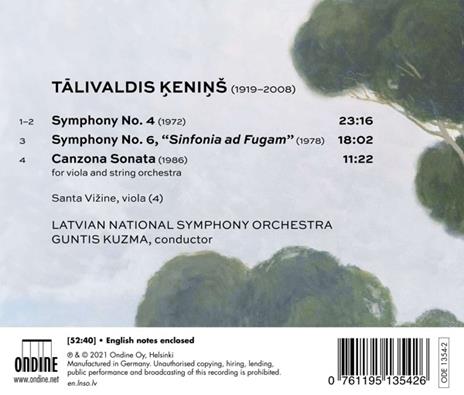 Symphonies n.4, n.6 - Canzona sonata - CD Audio di Talivaldis Kenins,Latvian National Symphony Orchestra - 2