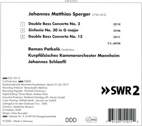 Double Bass Concertos Nos. 2 & 15 - CD Audio di Johannes Mathias Sperger - 2