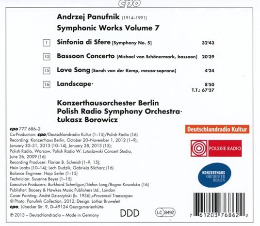 Musica orchestrale completa vol.7 - CD Audio di Andrzej Panufnik,Lukasz Borowicz - 2