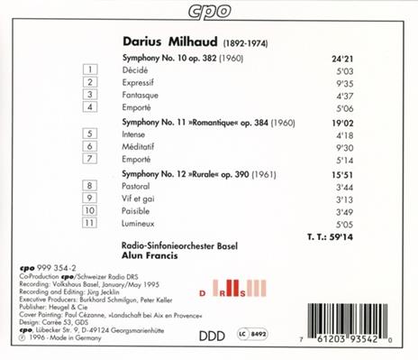 Symphonies No. 10 - 12 - CD Audio di Darius Milhaud - 2