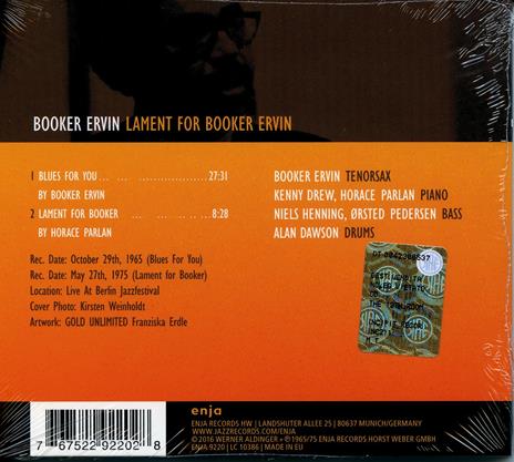 Lament for Booker Ervin - CD Audio di Booker Ervin - 2