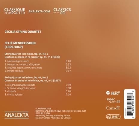 Quartetti per archi - CD Audio di Felix Mendelssohn-Bartholdy - 2