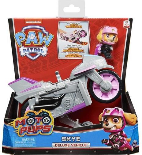 paw patrol, veicolo moto pups di skye con motore a retrocarica e  personaggio - Toys Center