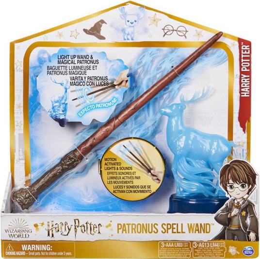 Wizarding World Harry Potter, Patronus Spell Wand da 33 cm con personaggio a forma di cervo - 3