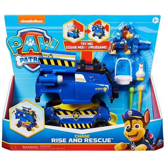 PAW Patrol , veicolo trasformabile Rise and Rescue con personaggio Chase o  Marshall e accessori, giocattoli per bambini dai 3 anni in su - Spin Master  - Macchinine - Giocattoli