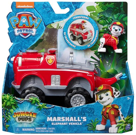 PAW Patrol Jungle Pups Elephant Vehicle di Marshall veicolo giocattolo con action figure per bambini e bambine dai 3 anni in su