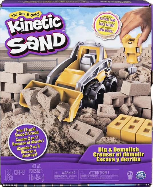 Kinetic Sand Set Cantiere con Veicolo da Lavoro, 454Gr di Sabbia, dai 3 Anni, 6044178