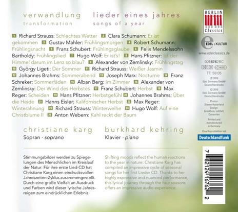 Verwandlung-Lieder - CD Audio di Christiane Karg - 2