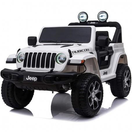 Auto Elettrica Per Bambini Jeep Wrangler Rubicon Bianca Con Radiocomando 12V Dashboard E Led Bcr