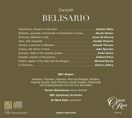 Belisario - CD Audio di Gaetano Donizetti,BBC Symphony Orchestra,Mark Elder,Nicola Alaimo,Joyce El-Khoury - 2