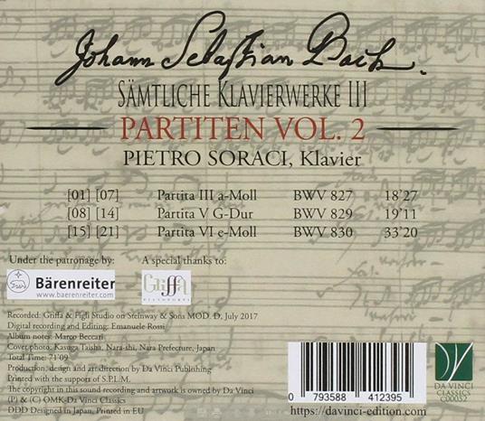 Samtliche Klavierwerke III. Partite vol.2 - CD Audio di Johann Sebastian Bach,Pietro Soraci - 2