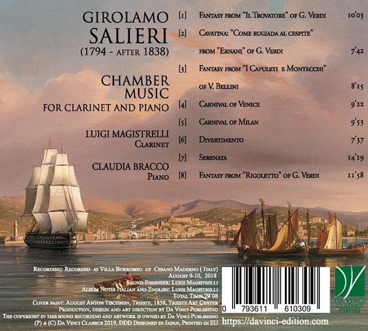 Musica da camera per clarinetto e pianoforte - CD Audio di Girolamo Salieri,Luigi Magistrelli,Claudia Bracco - 2