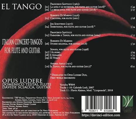 El Tango - Italian Concert - Tangos per flauto e chitarra - CD Audio di Opus Ludere - 2