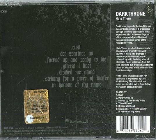 Hate Them - CD Audio di Darkthrone - 2