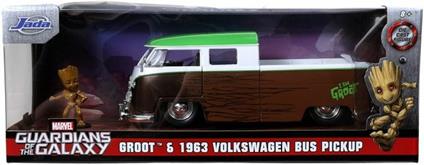 Jada Toys 1/24 1963 Vw Microbus With Groot Figure Marvel Guardians Of