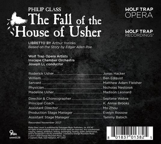 The Fall of the House of Usher - CD Audio di Philip Glass,Inscape Chamber Orchestra - 2