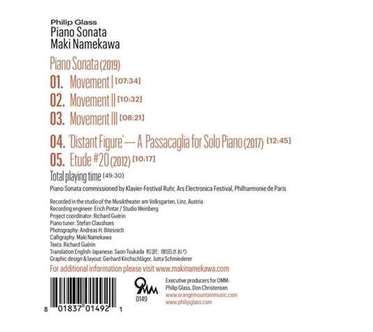 Piano Sonata - CD Audio di Philip Glass,Maki Namekawa - 2